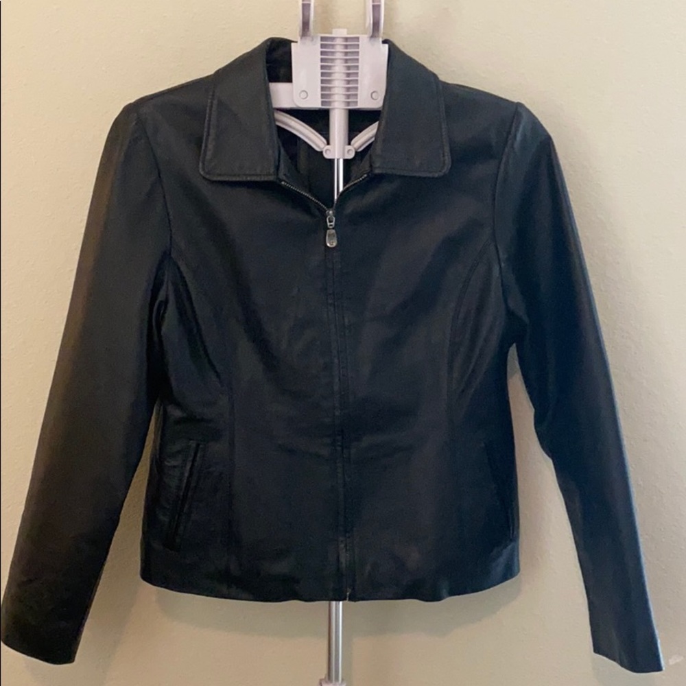 Black leather jacket